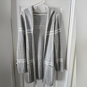 89th & Madison Light Gray Hooded Cardigan